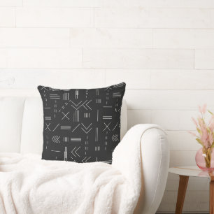 Black White Gorgeous Modern Geometric Pattern Cushion