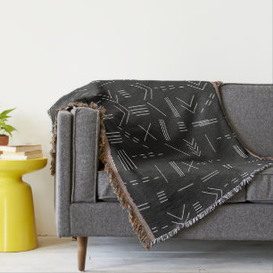 Black White Gorgeous Modern Geometric Pattern Throw Blanket