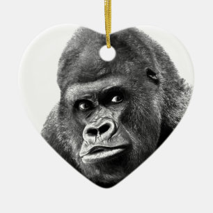 Black White Gorilla Ceramic Tree Decoration