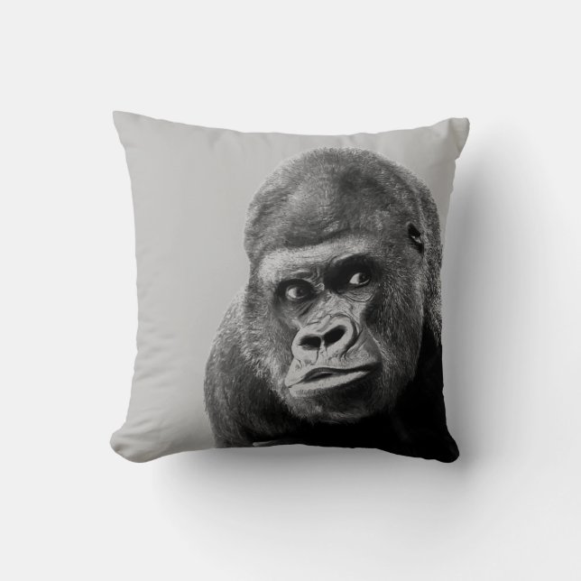 Black White Gorilla Cushion (Front)