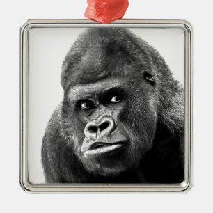 Black White Gorilla Metal Tree Decoration