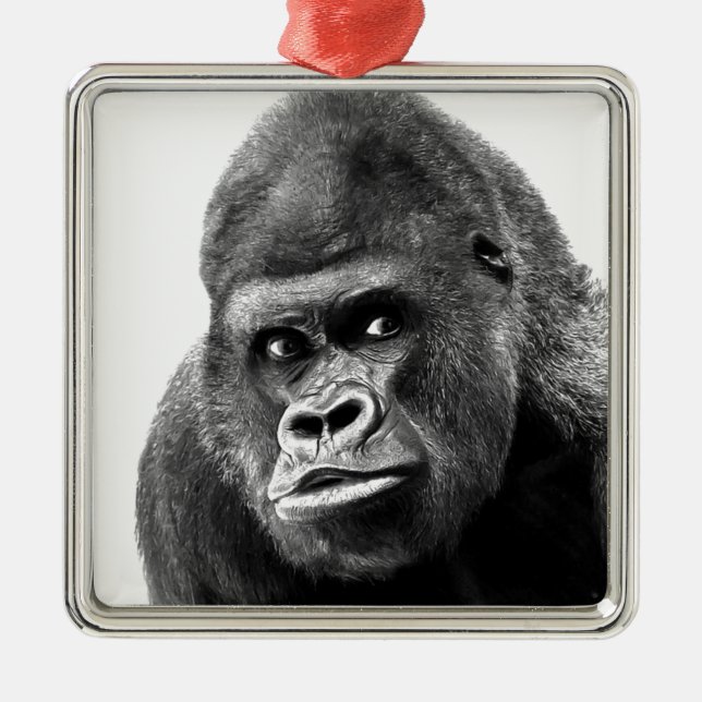 Black White Gorilla Metal Tree Decoration (Front)
