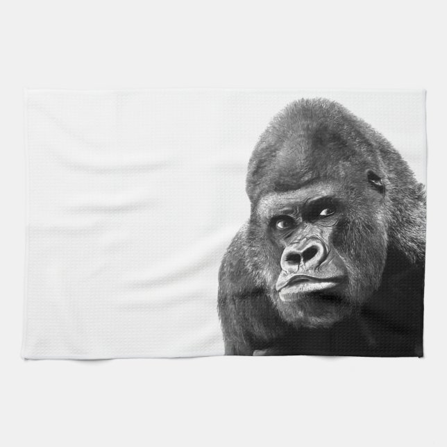 Black White Gorilla Tea Towel (Horizontal)