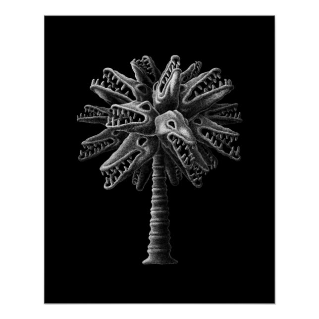Black White Gothic Art Skulls Horror Tree Poster (Front)