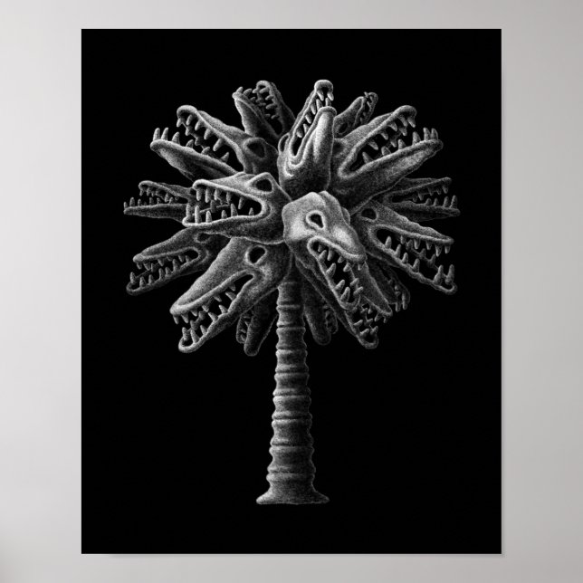 Black White Gothic Skulls Horror Tree Poster (Front)