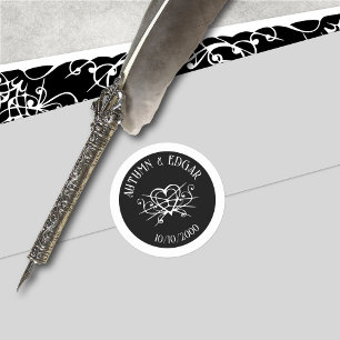 Black White Gothic Wedding Classic Round Sticker