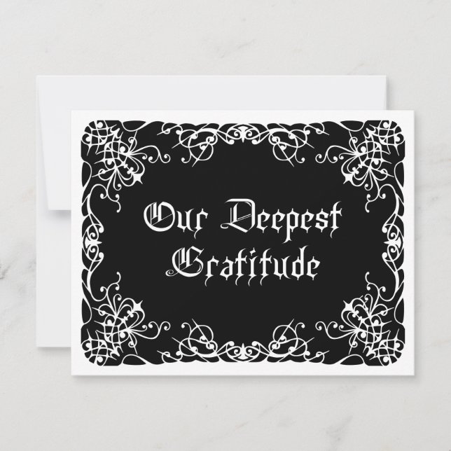 Black White Gothic Wedding Thank You Card (Front)