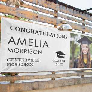 Black White Graduate Photo Graduation Class of Banner