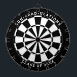 Black & White Graduation | Custom Text Dartboard<br><div class="desc">Change the background colour to the school colour and personalise the text as needed. Congratulate the grad in your life with your desired messages such as "CON-GRAD-ULATIONS CLASS OF 20XX". This dartboard would be great to double as an activity to have at the graduation party as well as a graduation...</div>