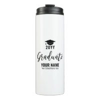 Black & White Graduation Gift Custom Thermal Tumbl