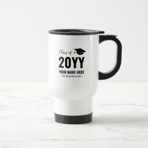 Black & White Graduation Gift Custom Travel Mug