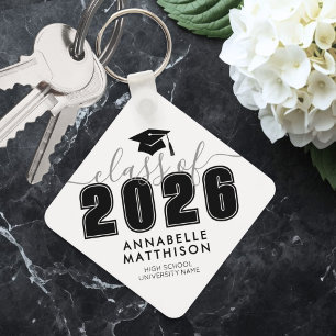 Black White Graduation Key Ring