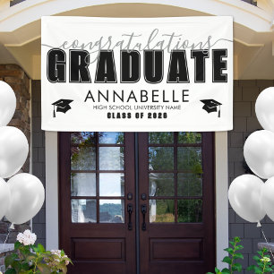 Black White Graduation Party Banner