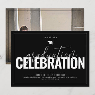 Black & White Graduation Party Photo Invitation