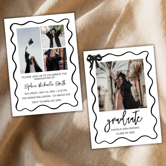 Black White Graduation Photo Invitation Class 2026 (Creator Uploaded)