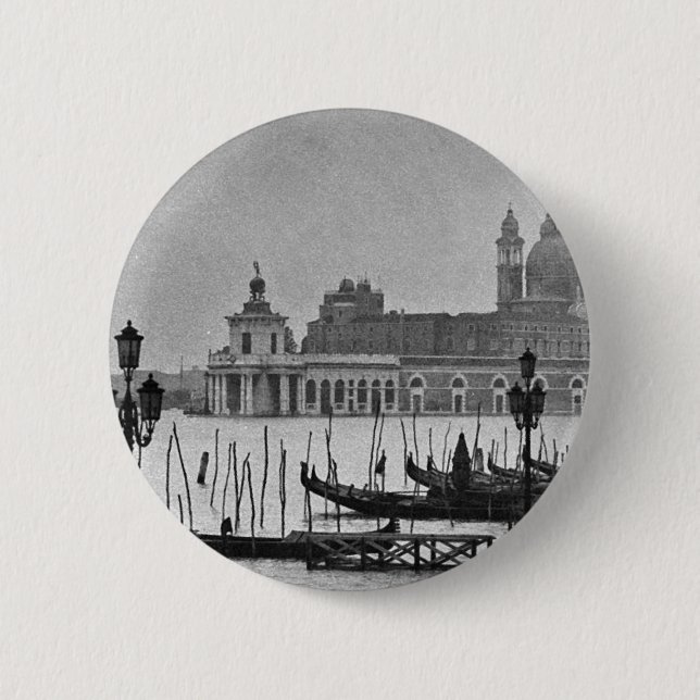 Black White Grand Canal Venice Italy Travel 6 Cm Round Badge (Front)