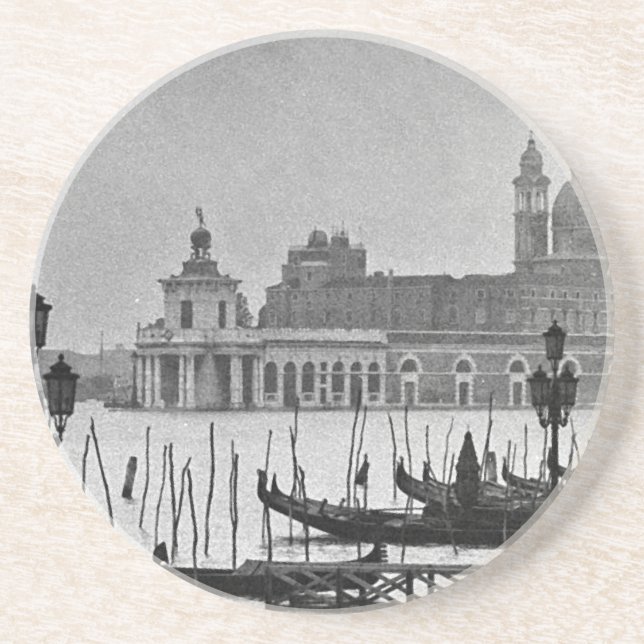 Black White Grand Canal Venice Italy Travel Coaster (Front)