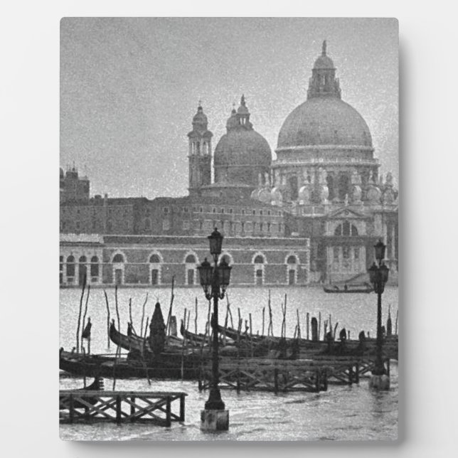 Black White Grand Canal Venice Italy Travel Plaque (Front)