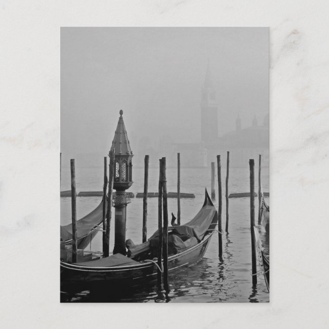 Black White Grand Canal Venice Italy Travel Postcard (Front)