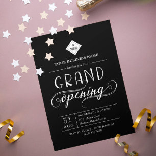 Black & White Grand Opening Your Logo Invitation