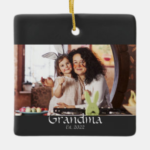 Black White Grandma Established Bold Photo Ceramic Ornament
