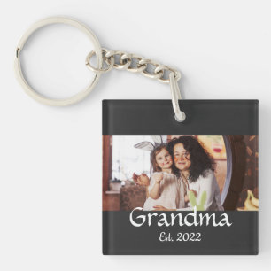 Black White Grandma Established Bold Photo Key Ring