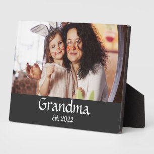 Black White Grandma Established Bold Photo Plaque