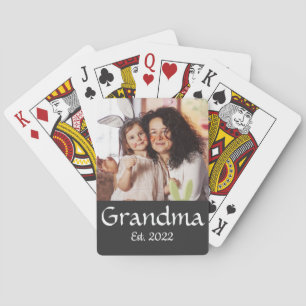 Black White Grandma Established Bold Photo Playing Cards
