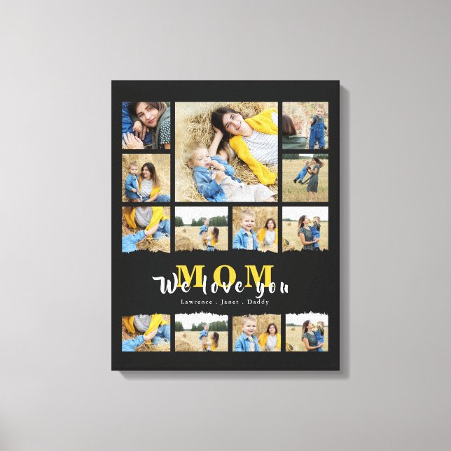 Black & White grandma Mum photo collage mother day Canvas Print (Front)