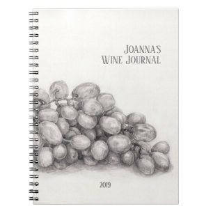 Black & White Grape Art/Personalised Wine Journal