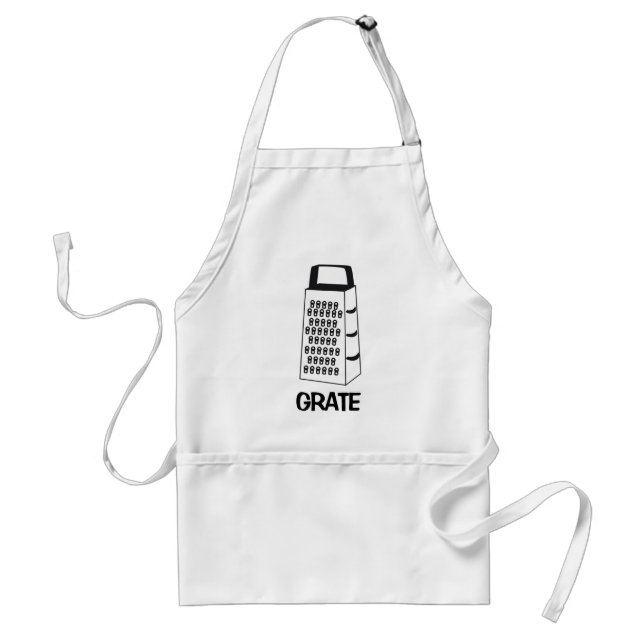 Black & White “GRATE” Kitchen Clip Art Design - Standard Apron (Front)