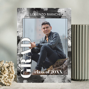 Black White Gray Abstract Graduation Announcement