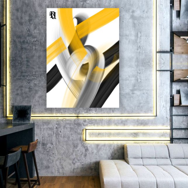 Black White Gray Gold Abstract  Canvas Print (Creator Uploaded)