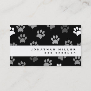 Black White & Gray Paw Prints Business Card