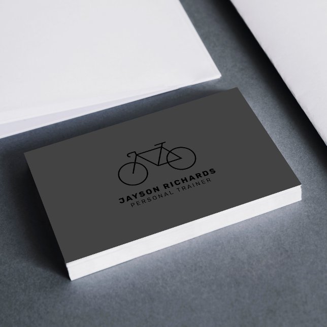 Black White Gray Personal Trainer Cycling Coaching Business Card (Creator Uploaded)