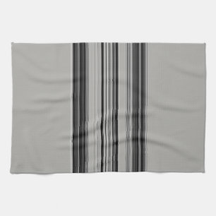 Black White Gray Striped Pattern Tea Towel