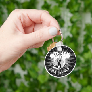 Black White Great Dane Coat Key Ring