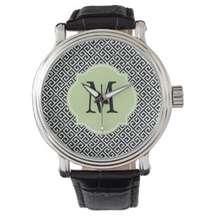 Black & White Greek Key Pattern Watch
