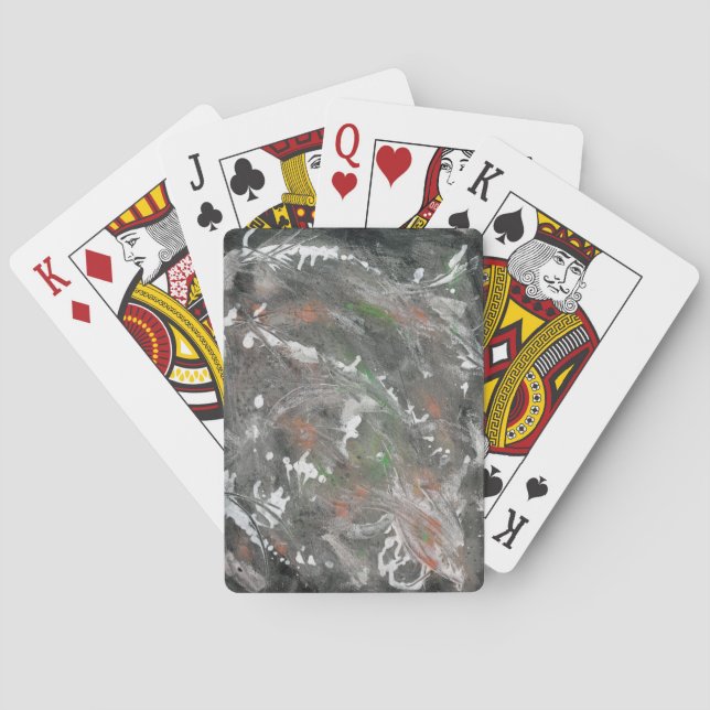 Black, White, Green Background Playing Cards (Back)