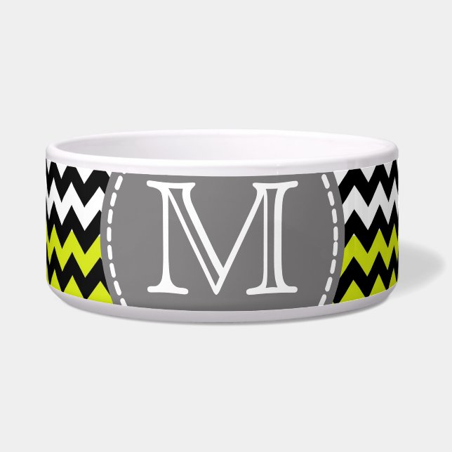 Black White Green Chevron Zigzag Monogram (Front)