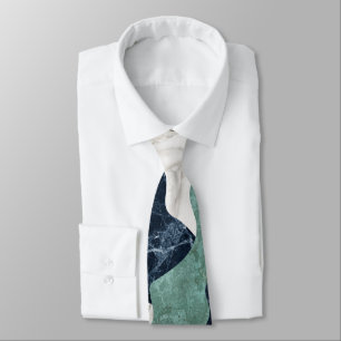 Black White Green Marble Texture Tie