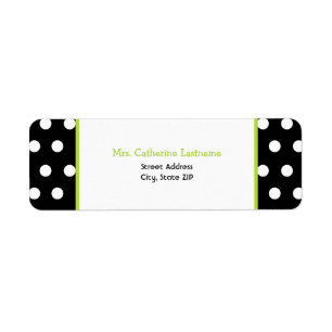 Black White & Green Polka Dot Address Label