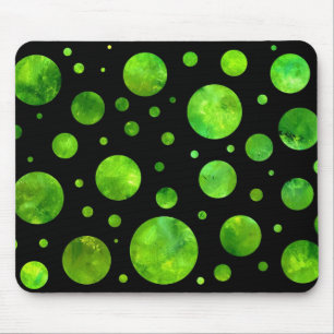 Black & White Green Polka Dot Mousepad