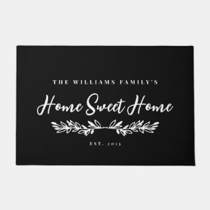 Black & White Greenery Home Sweet Home Doormat