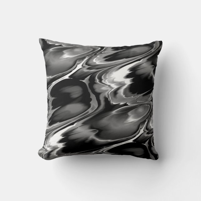Black White & Grey Abstract Design Cushion (Front)