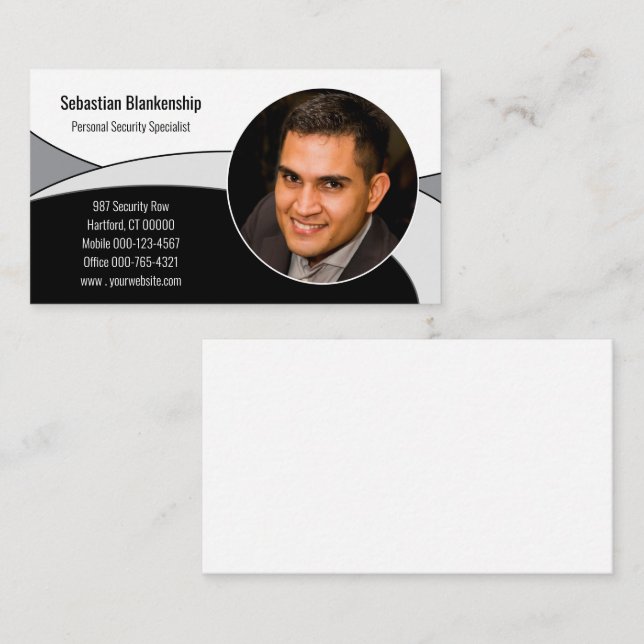 Black, White, & Grey Abstract Professional Photo  Business Card (Front/Back)