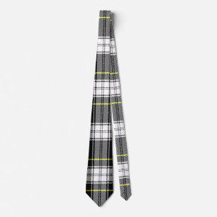 Black, White, Grey, and Yellow Tartan Plaid Tie