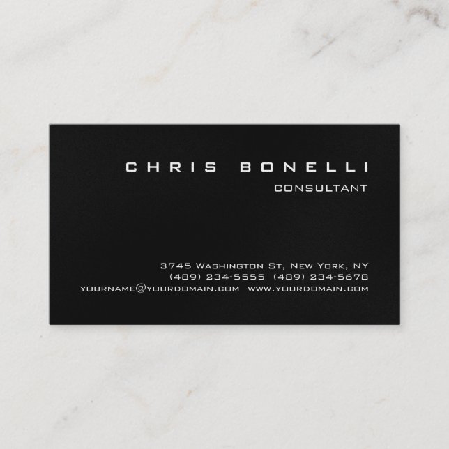 Black White Grey Attractive Business Card (Front)