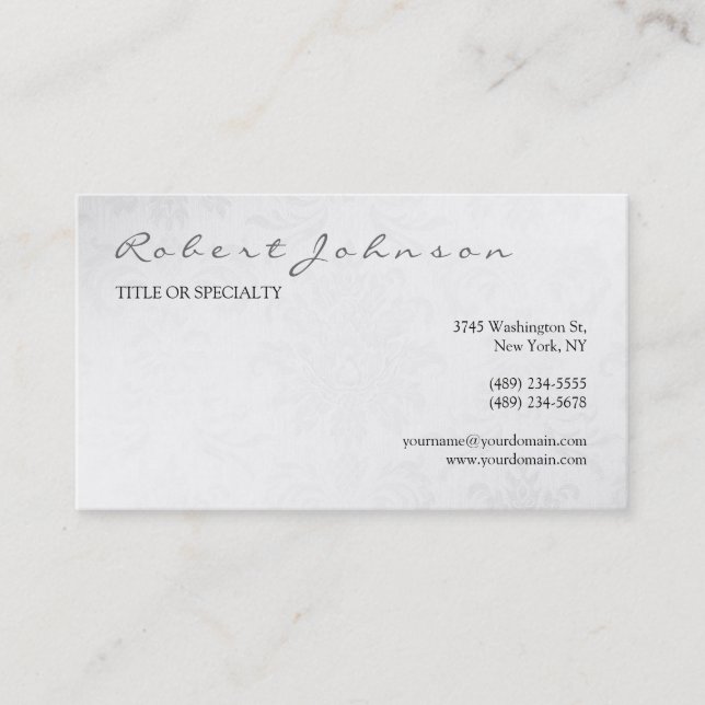 Black White Grey Calligraphy Modern Business Card (Front)