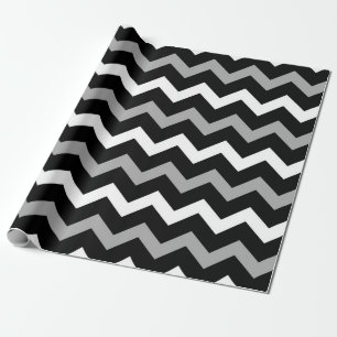 Black White & Grey Chevron Print Pattern Wrapping Paper